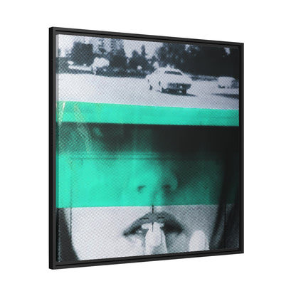 Cadillac Kiss Turquoise - Framed Canvas