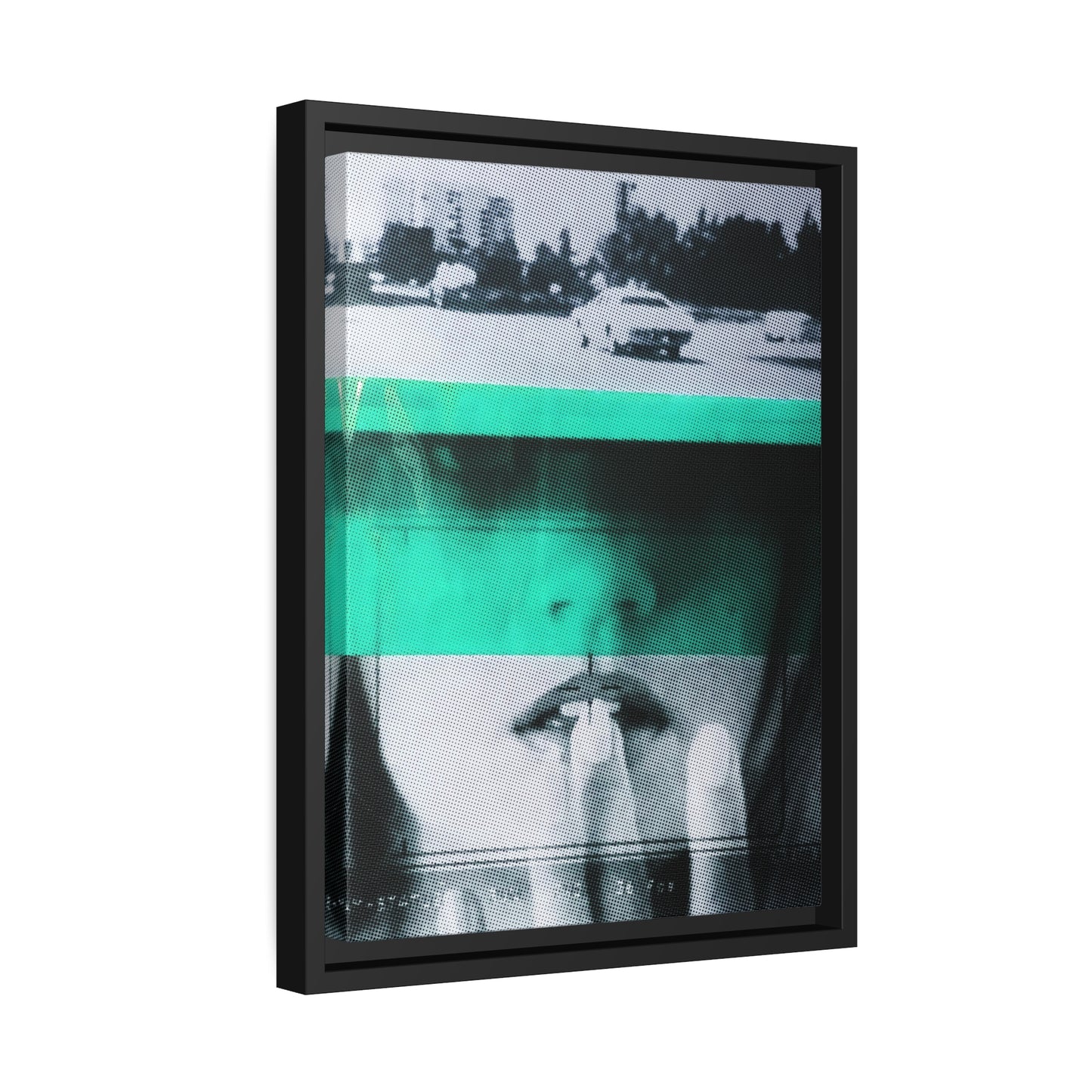 Cadillac Kiss Turquoise - Framed Canvas