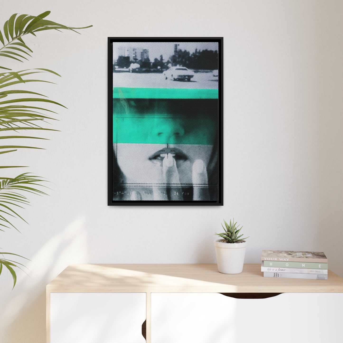 Cadillac Kiss Turquoise - Framed Canvas