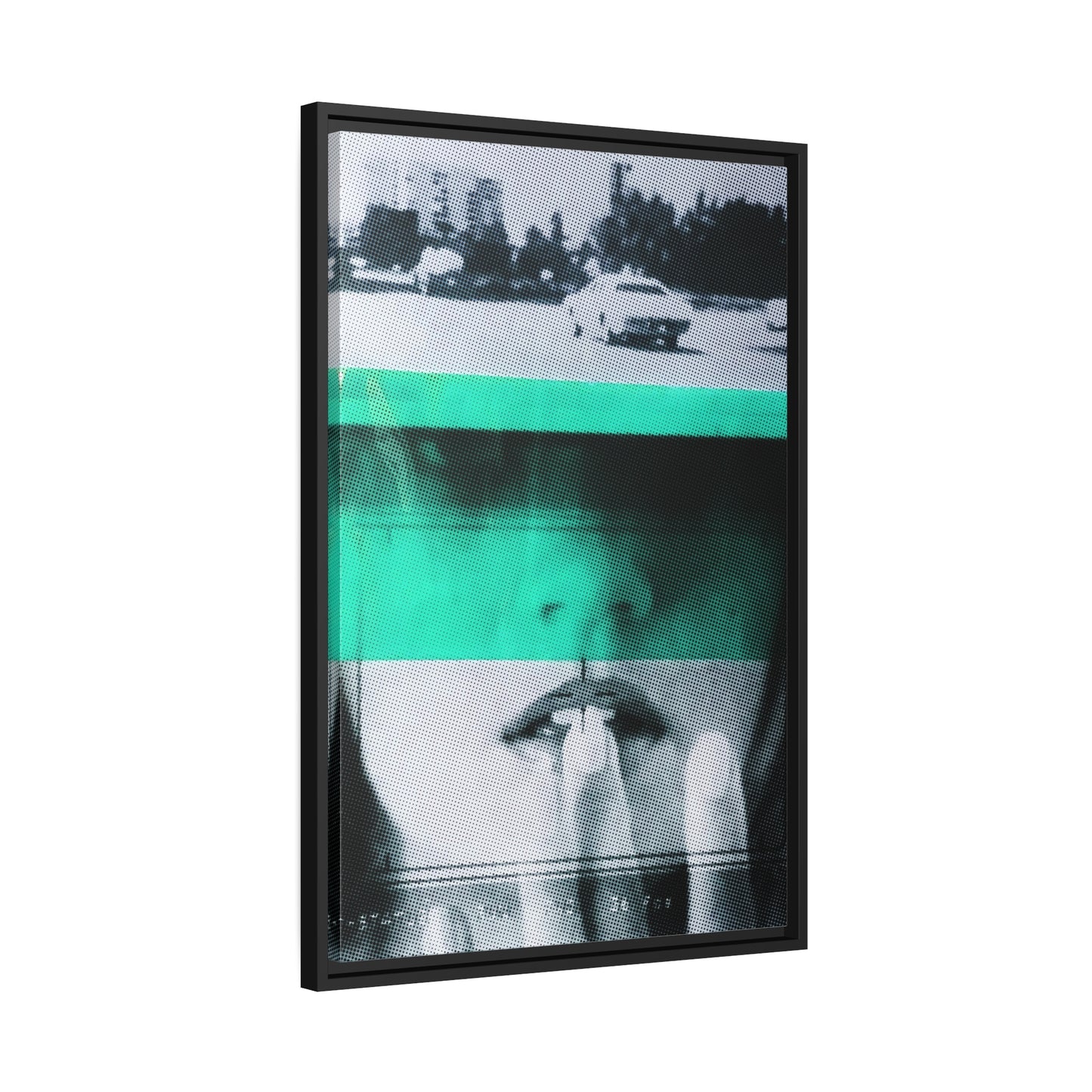 Cadillac Kiss Turquoise - Framed Canvas